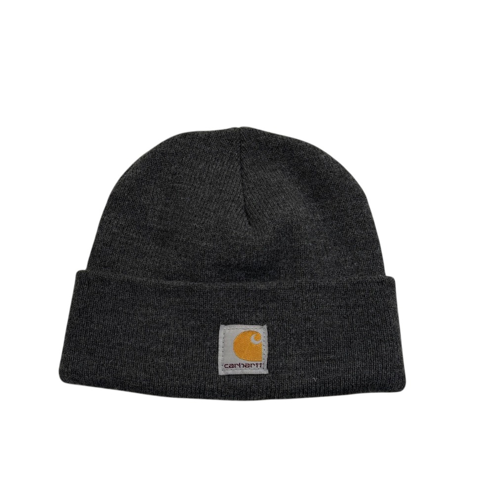 Carhartt Youth Beanie Charcoal Heather Grey‎ Ribbed Knit Watch Hat AH8905 USA